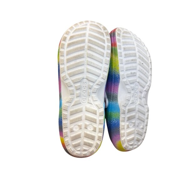 Crocs Rainbow Tie-Dye Fur Lined Clogs slip on shoes size 12 SKU8127 - Picture 9 of 9